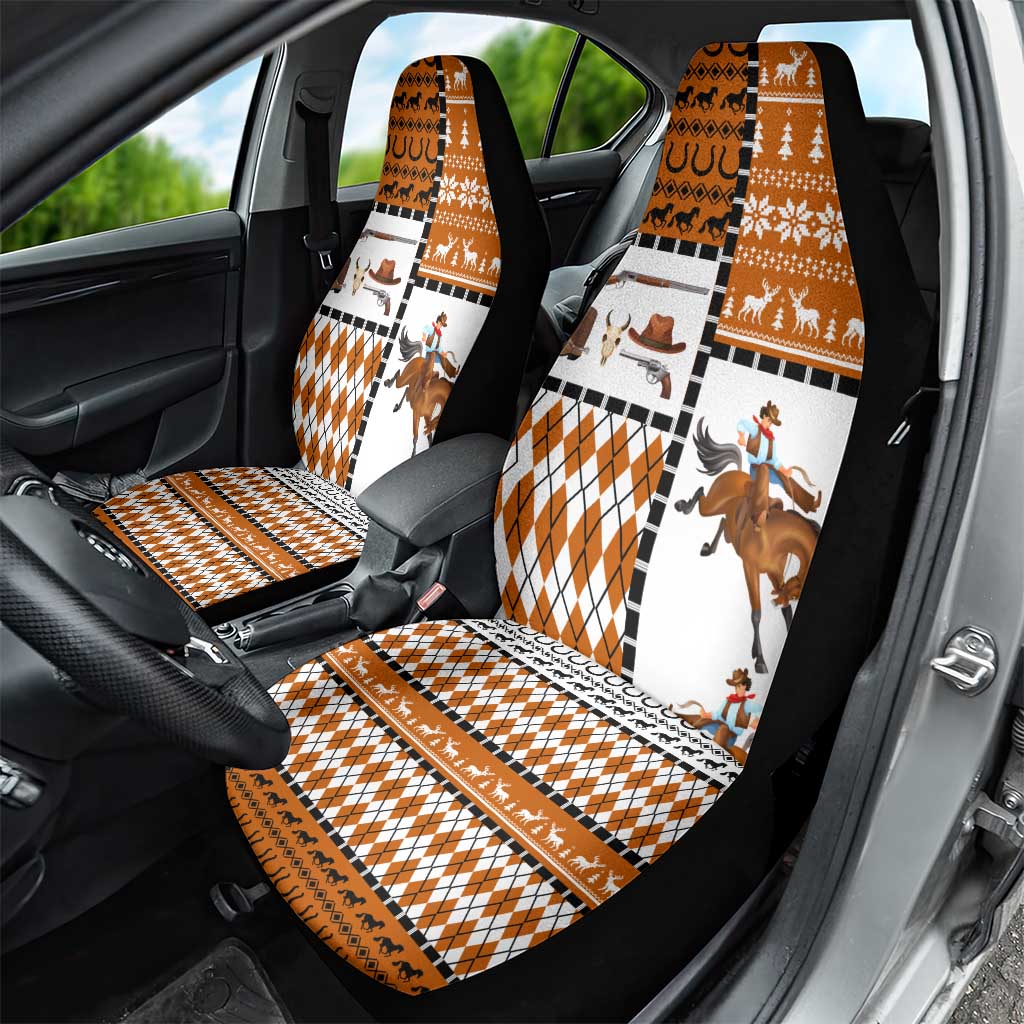Horse Cowboy Merry Christmas Design Car Seat Cover Funny Xmas Holiday Patterns - Wonder Print Shop