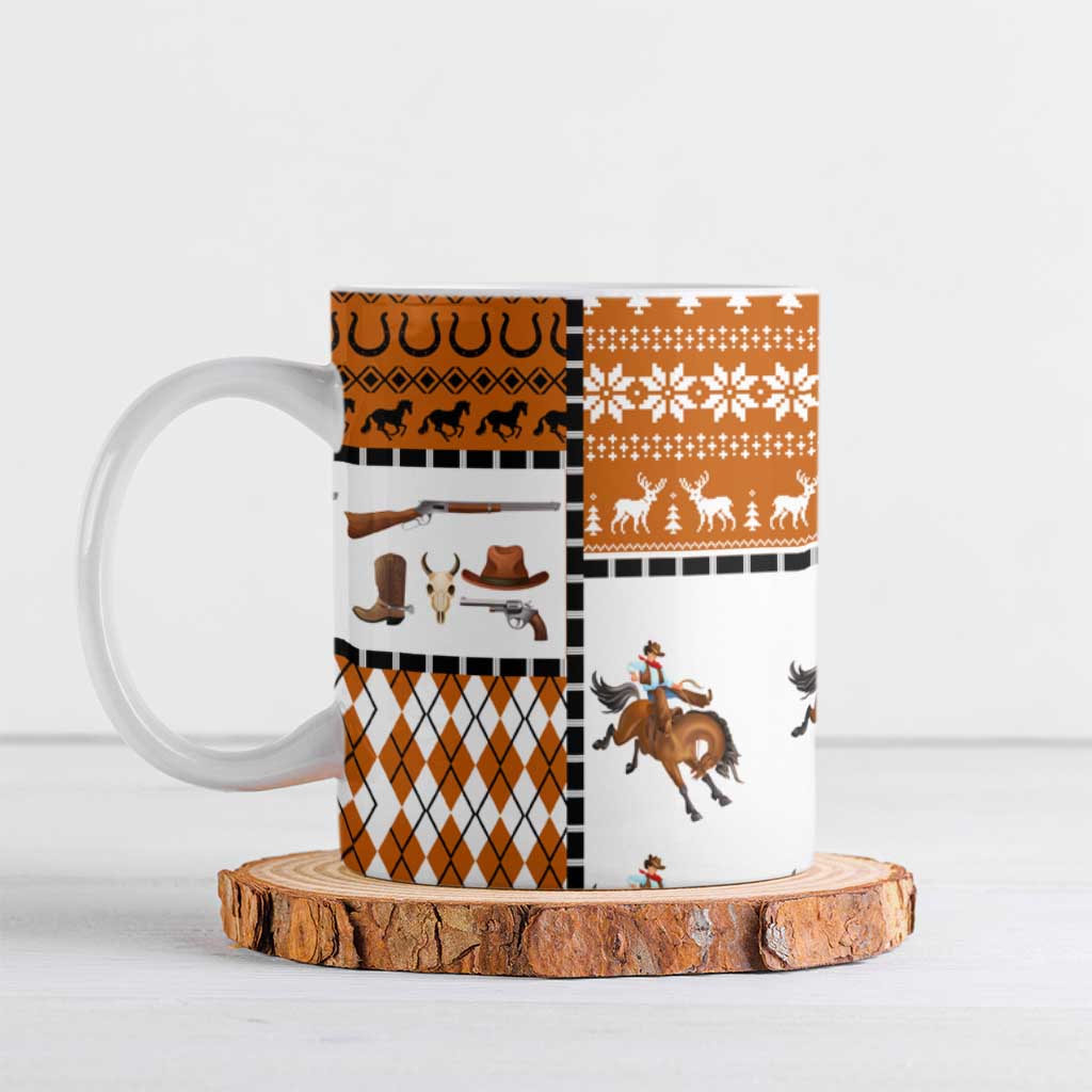 Horse Cowboy Merry Christmas Design Ceramic Mug Funny Xmas Holiday Patterns - Wonder Print Shop