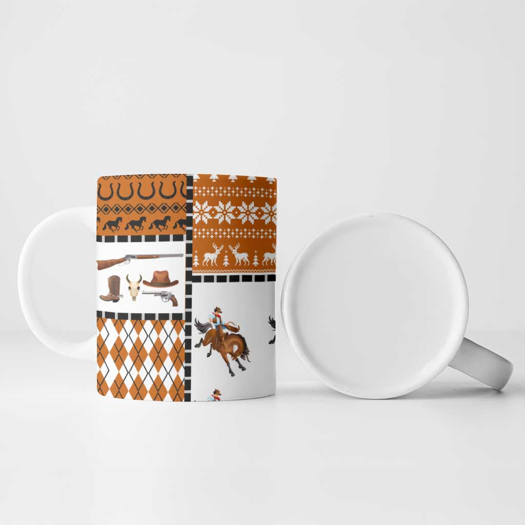 Horse Cowboy Merry Christmas Design Ceramic Mug Funny Xmas Holiday Patterns - Wonder Print Shop