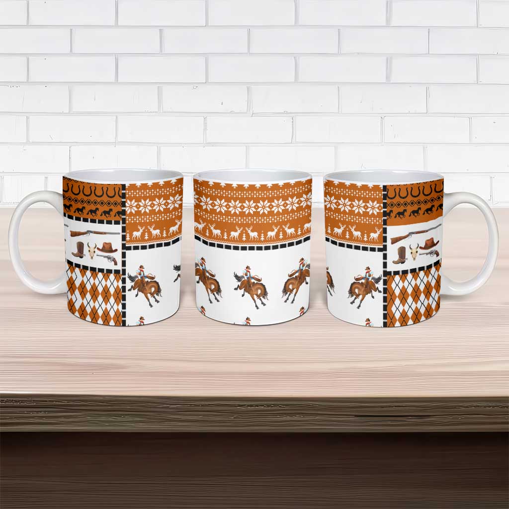 Horse Cowboy Merry Christmas Design Ceramic Mug Funny Xmas Holiday Patterns - Wonder Print Shop