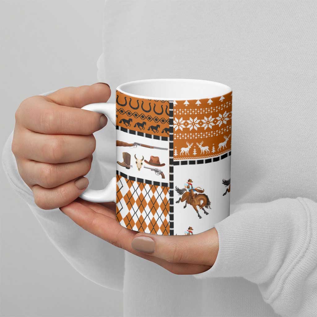 Horse Cowboy Merry Christmas Design Ceramic Mug Funny Xmas Holiday Patterns - Wonder Print Shop
