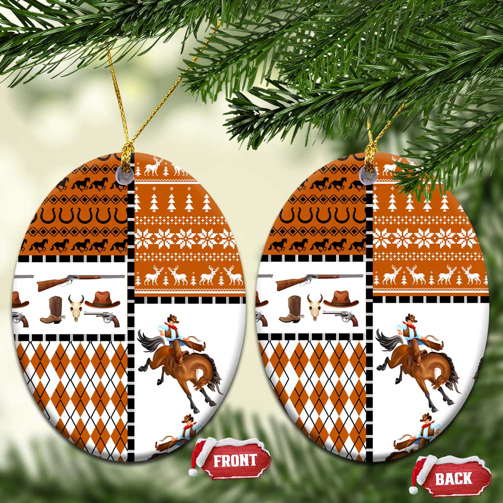 Horse Cowboy Merry Christmas Design Ceramic Ornament Funny Xmas Holiday Patterns - Wonder Print Shop