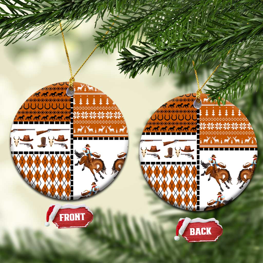 Horse Cowboy Merry Christmas Design Ceramic Ornament Funny Xmas Holiday Patterns - Wonder Print Shop