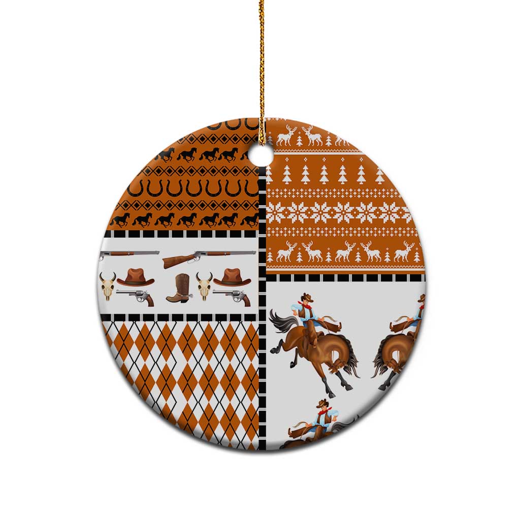 Horse Cowboy Merry Christmas Design Ceramic Ornament Funny Xmas Holiday Patterns - Wonder Print Shop