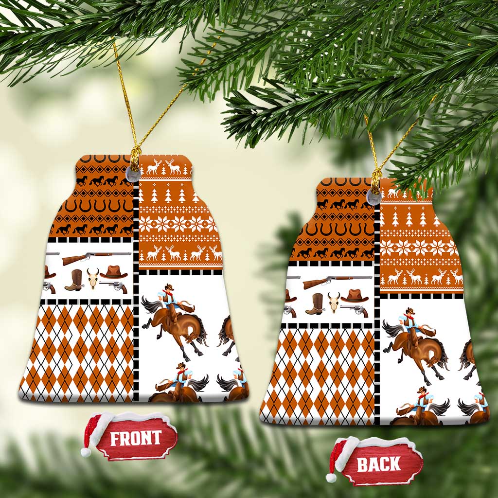 Horse Cowboy Merry Christmas Design Ceramic Ornament Funny Xmas Holiday Patterns - Wonder Print Shop