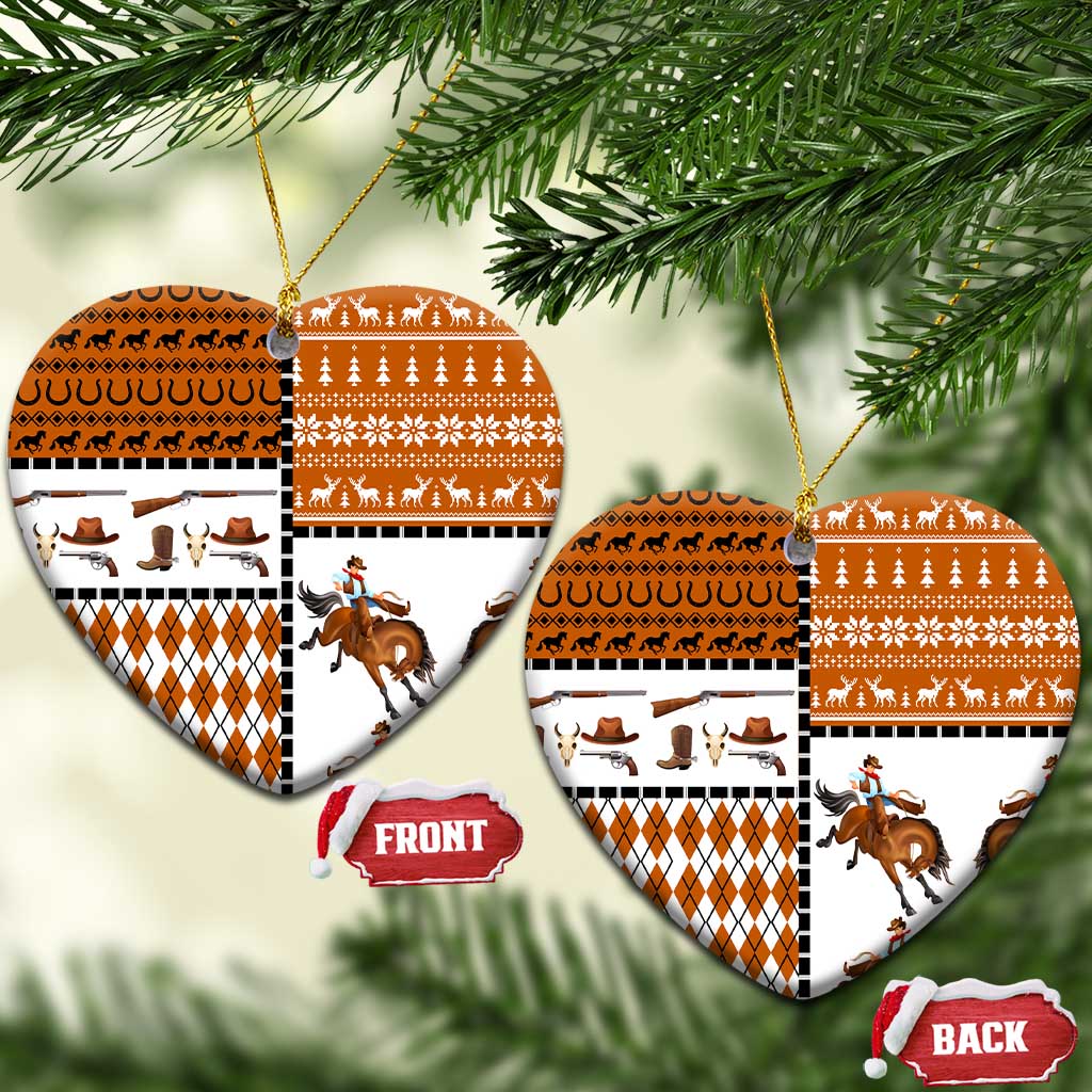 Horse Cowboy Merry Christmas Design Ceramic Ornament Funny Xmas Holiday Patterns - Wonder Print Shop