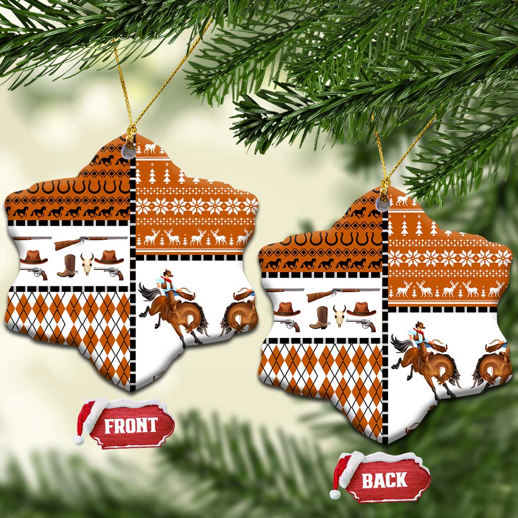Horse Cowboy Merry Christmas Design Ceramic Ornament Funny Xmas Holiday Patterns - Wonder Print Shop