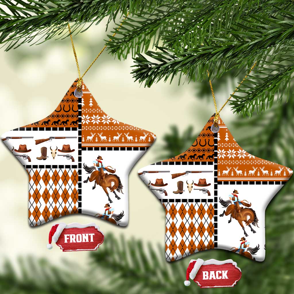 Horse Cowboy Merry Christmas Design Ceramic Ornament Funny Xmas Holiday Patterns - Wonder Print Shop