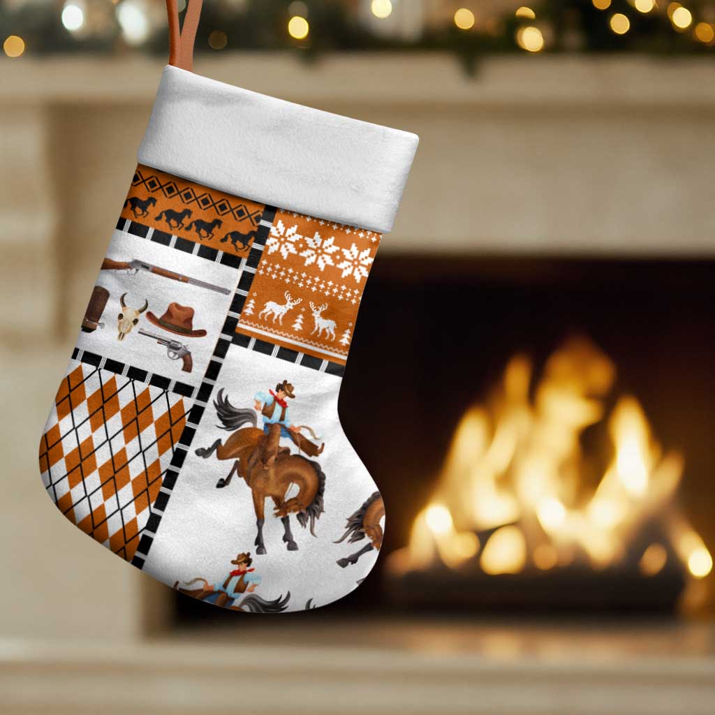 Horse Cowboy Merry Christmas Design Christmas Stocking Funny Xmas Holiday Patterns - Wonder Print Shop
