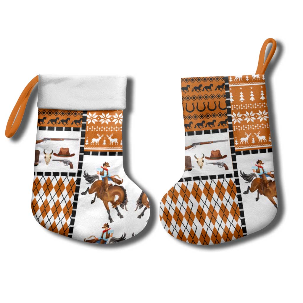 Horse Cowboy Merry Christmas Design Christmas Stocking Funny Xmas Holiday Patterns - Wonder Print Shop