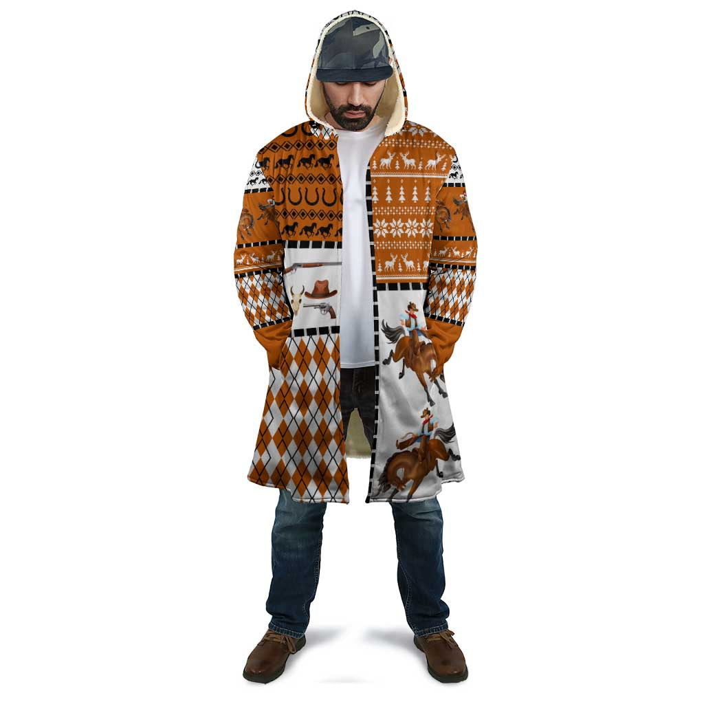 Horse Cowboy Merry Christmas Design Cloak Funny Xmas Holiday Patterns - Wonder Print Shop