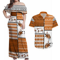 Horse Cowboy Merry Christmas Design Couples Matching Off Shoulder Maxi Dress and Hawaiian Shirt Funny Xmas Holiday Patterns - Wonder Print Shop