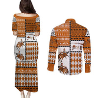 Horse Cowboy Merry Christmas Design Couples Matching Puletasi and Long Sleeve Button Shirt Funny Xmas Holiday Patterns - Wonder Print Shop