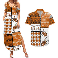Horse Cowboy Merry Christmas Design Couples Matching Summer Maxi Dress and Hawaiian Shirt Funny Xmas Holiday Patterns - Wonder Print Shop