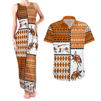 Horse Cowboy Merry Christmas Design Couples Matching Tank Maxi Dress and Hawaiian Shirt Funny Xmas Holiday Patterns - Wonder Print Shop