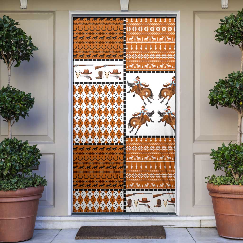 Horse Cowboy Merry Christmas Design Door Cover Funny Xmas Holiday Patterns - Wonder Print Shop