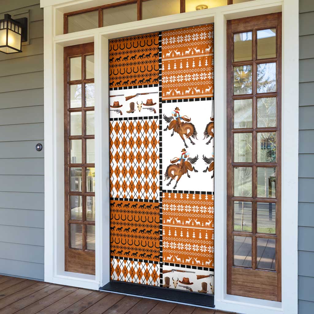 Horse Cowboy Merry Christmas Design Door Cover Funny Xmas Holiday Patterns - Wonder Print Shop