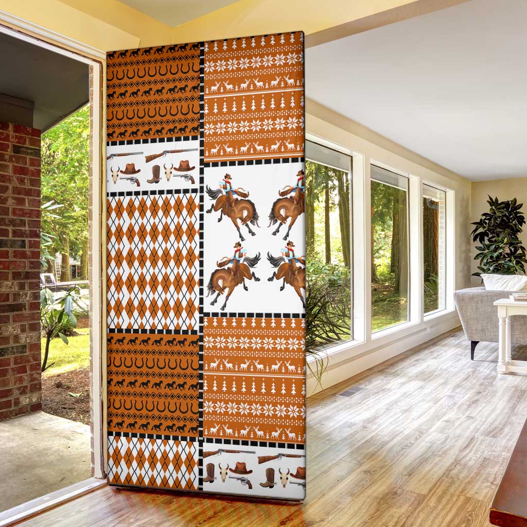 Horse Cowboy Merry Christmas Design Door Cover Funny Xmas Holiday Patterns - Wonder Print Shop