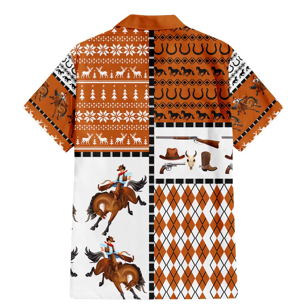 Horse Cowboy Merry Christmas Design Family Matching Mermaid Dress and Hawaiian Shirt Funny Xmas Holiday Patterns - Wonder Print Shop