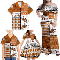 Horse Cowboy Merry Christmas Design Family Matching Off Shoulder Maxi Dress and Hawaiian Shirt Funny Xmas Holiday Patterns - Wonder Print Shop