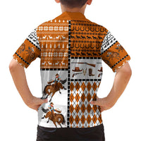 Horse Cowboy Merry Christmas Design Family Matching Short Sleeve Bodycon Dress and Hawaiian Shirt Funny Xmas Holiday Patterns - Wonder Print Shop