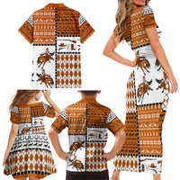 Horse Cowboy Merry Christmas Design Family Matching Short Sleeve Bodycon Dress and Hawaiian Shirt Funny Xmas Holiday Patterns - Wonder Print Shop