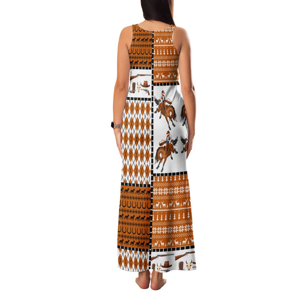 Horse Cowboy Merry Christmas Design Family Matching Tank Maxi Dress and Hawaiian Shirt Funny Xmas Holiday Patterns - Wonder Print Shop