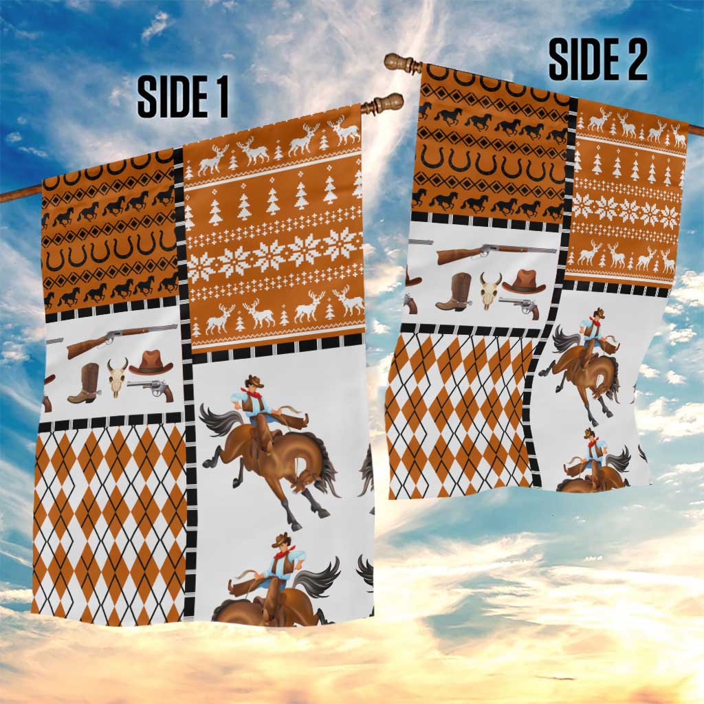 Horse Cowboy Merry Christmas Design Garden Flag Funny Xmas Holiday Patterns - Wonder Print Shop