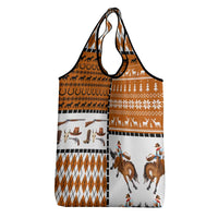 Horse Cowboy Merry Christmas Design Grocery Bag Funny Xmas Holiday Patterns - Wonder Print Shop