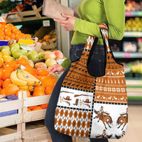 Horse Cowboy Merry Christmas Design Grocery Bag Funny Xmas Holiday Patterns - Wonder Print Shop