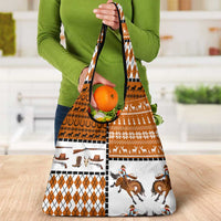 Horse Cowboy Merry Christmas Design Grocery Bag Funny Xmas Holiday Patterns - Wonder Print Shop
