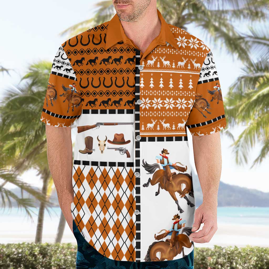 Horse Cowboy Merry Christmas Design Hawaiian Shirt Funny Xmas Holiday Patterns - Wonder Print Shop