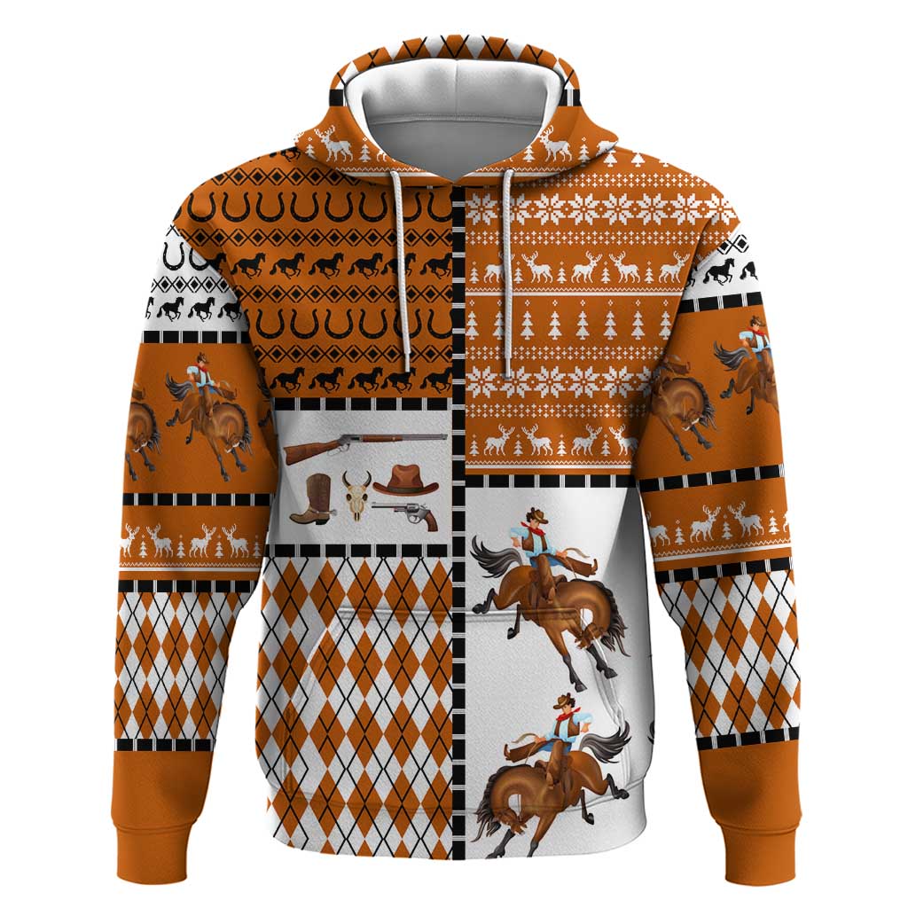 Horse Cowboy Merry Christmas Design Hoodie Funny Xmas Holiday Patterns - Wonder Print Shop