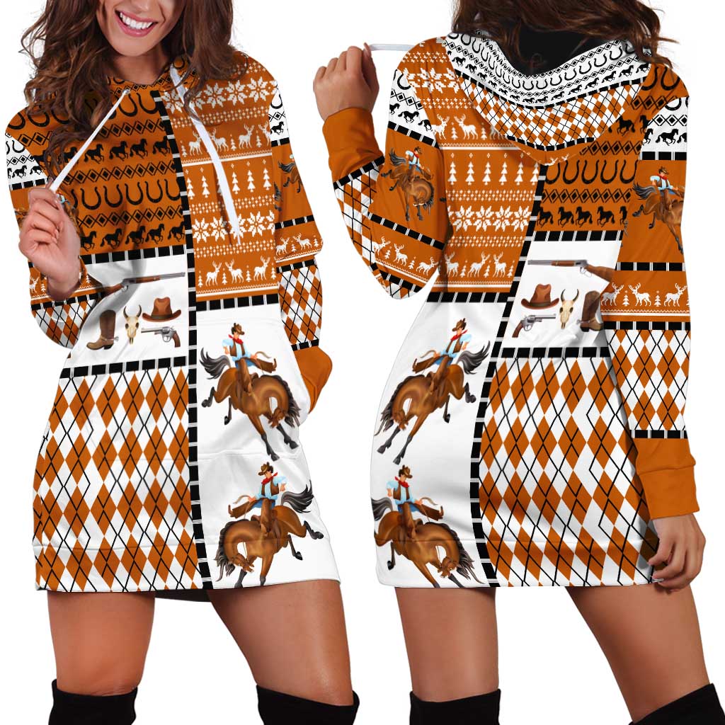 Horse Cowboy Merry Christmas Design Hoodie Dress Funny Xmas Holiday Patterns - Wonder Print Shop