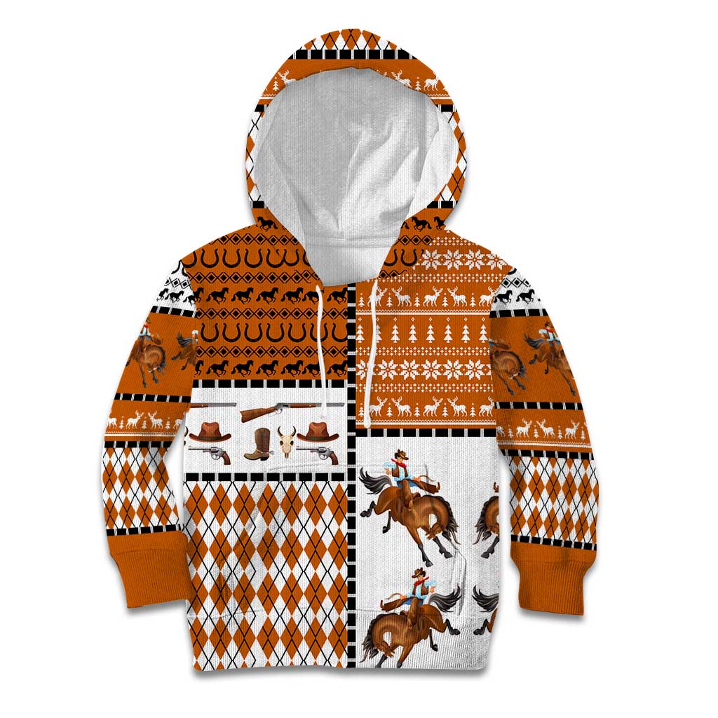 Horse Cowboy Merry Christmas Design Kid Hoodie Funny Xmas Holiday Patterns - Wonder Print Shop