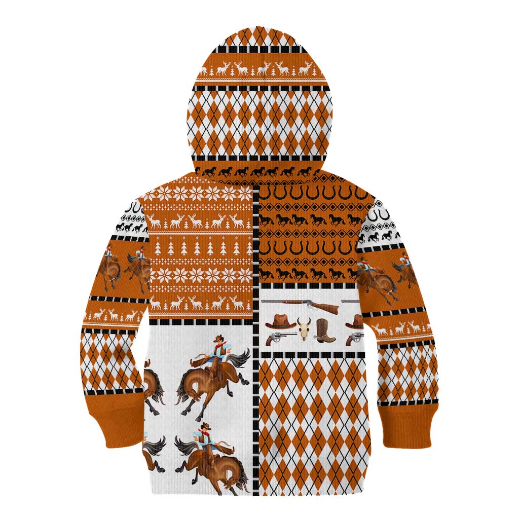 Horse Cowboy Merry Christmas Design Kid Hoodie Funny Xmas Holiday Patterns - Wonder Print Shop