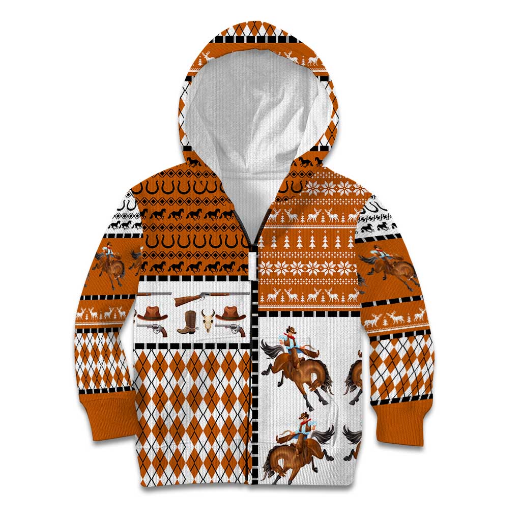 Horse Cowboy Merry Christmas Design Kid Hoodie Funny Xmas Holiday Patterns - Wonder Print Shop