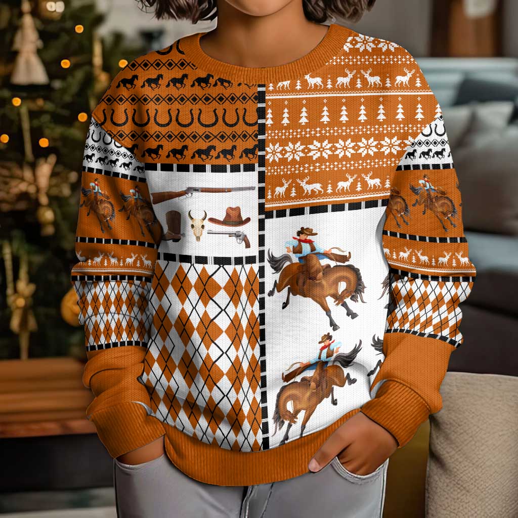 Horse Cowboy Merry Christmas Design Kid Ugly Christmas Sweater Funny Xmas Holiday Patterns - Wonder Print Shop