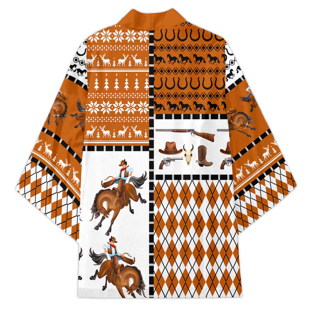 Horse Cowboy Merry Christmas Design Kimono Funny Xmas Holiday Patterns - Wonder Print Shop