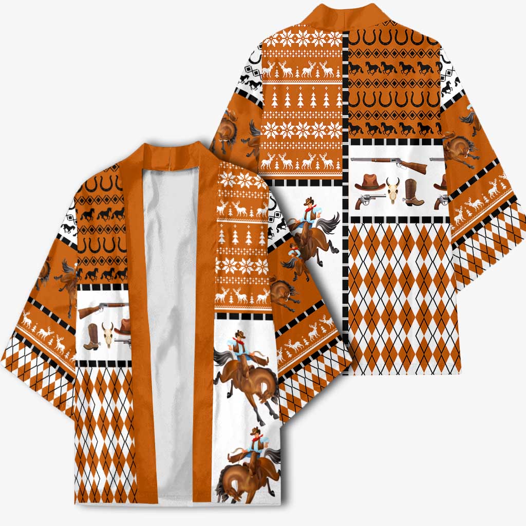 Horse Cowboy Merry Christmas Design Kimono Funny Xmas Holiday Patterns - Wonder Print Shop