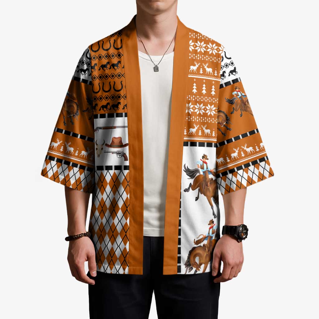 Horse Cowboy Merry Christmas Design Kimono Funny Xmas Holiday Patterns - Wonder Print Shop