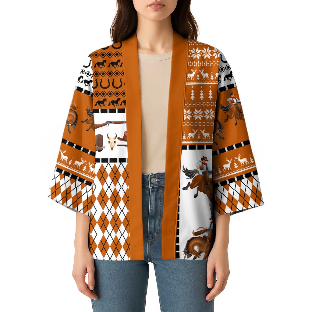 Horse Cowboy Merry Christmas Design Kimono Funny Xmas Holiday Patterns - Wonder Print Shop