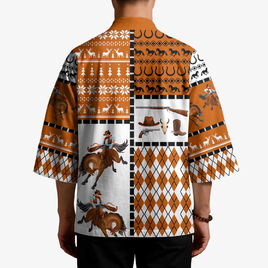 Horse Cowboy Merry Christmas Design Kimono Funny Xmas Holiday Patterns - Wonder Print Shop