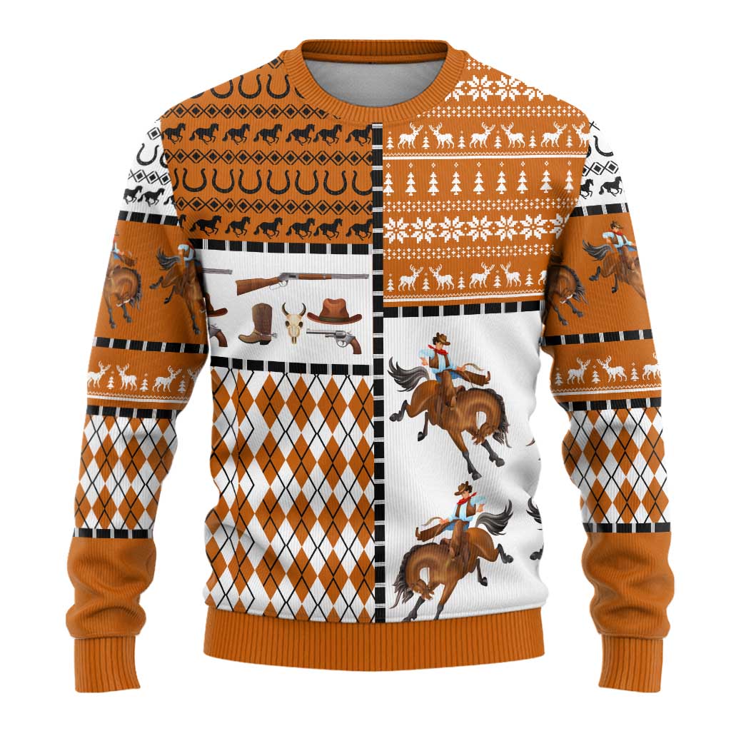 Horse Cowboy Merry Christmas Design Ugly Christmas Sweater Funny Xmas Holiday Patterns - Wonder Print Shop
