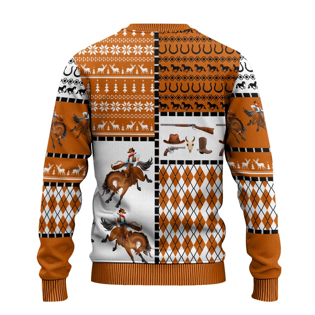 Horse Cowboy Merry Christmas Design Ugly Christmas Sweater Funny Xmas Holiday Patterns - Wonder Print Shop