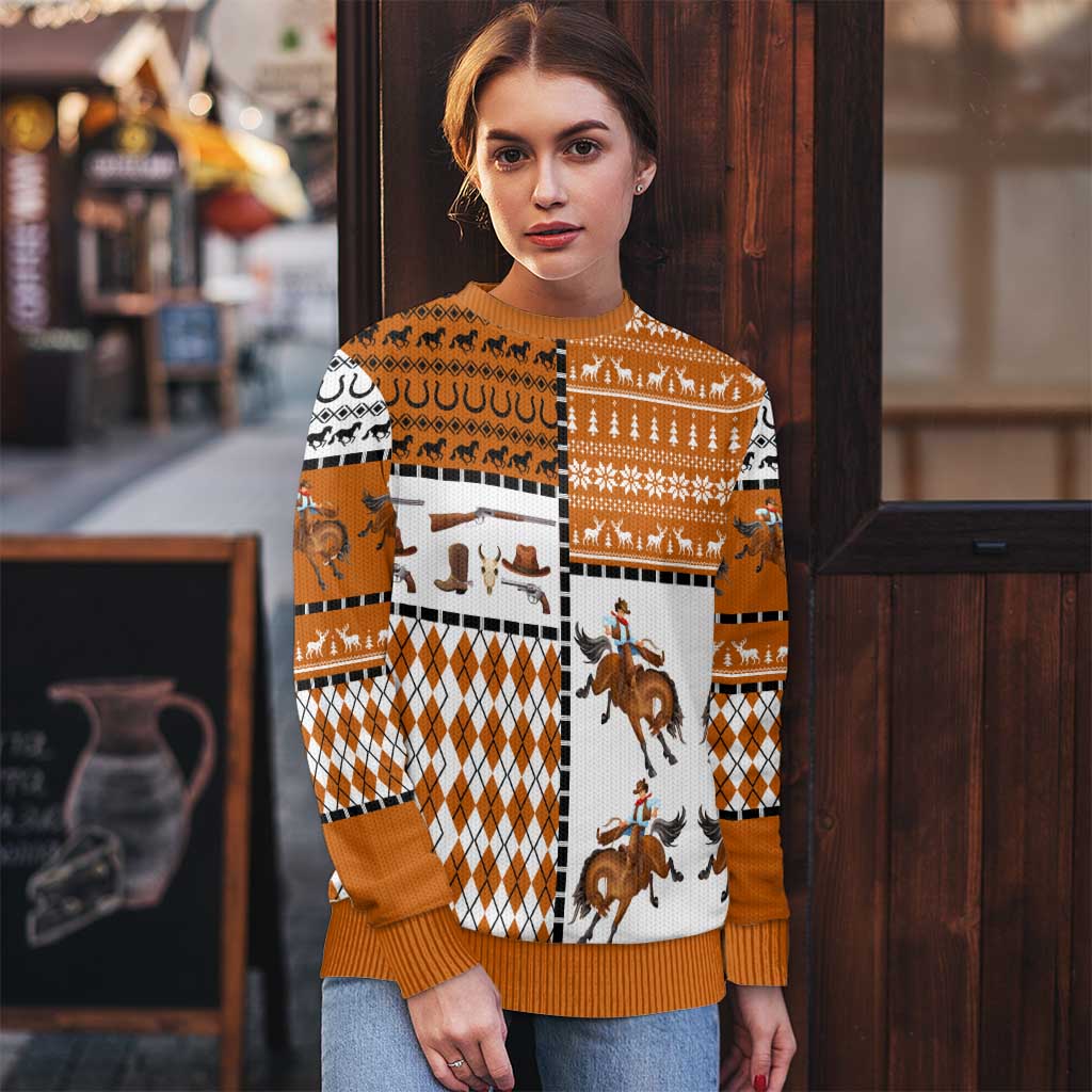 Horse Cowboy Merry Christmas Design Ugly Christmas Sweater Funny Xmas Holiday Patterns - Wonder Print Shop