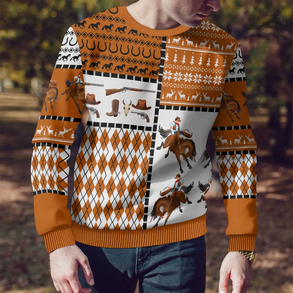 Horse Cowboy Merry Christmas Design Ugly Christmas Sweater Funny Xmas Holiday Patterns - Wonder Print Shop