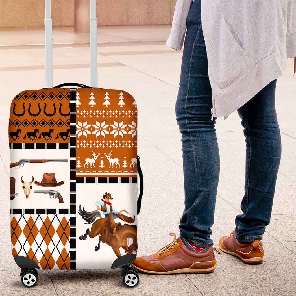 Horse Cowboy Merry Christmas Design Luggage Cover Funny Xmas Holiday Patterns - Wonder Print Shop