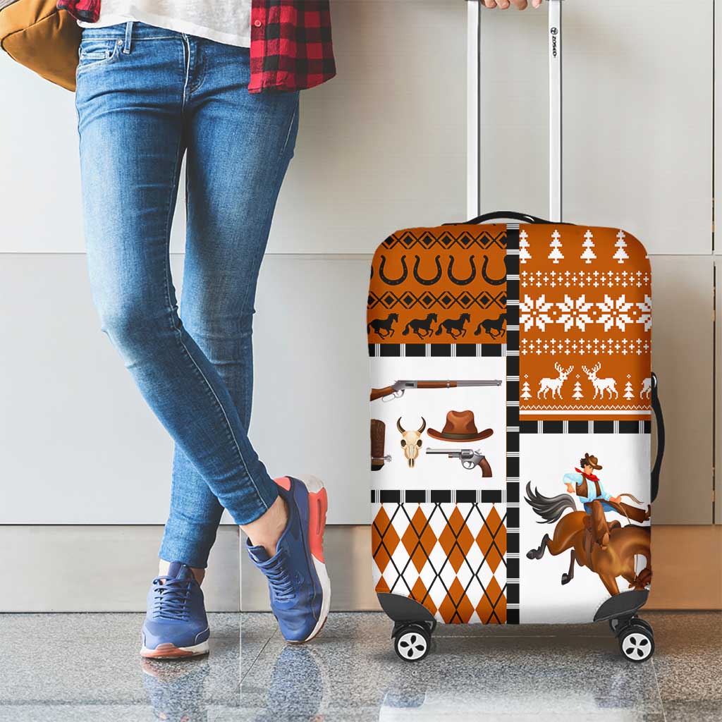 Horse Cowboy Merry Christmas Design Luggage Cover Funny Xmas Holiday Patterns - Wonder Print Shop