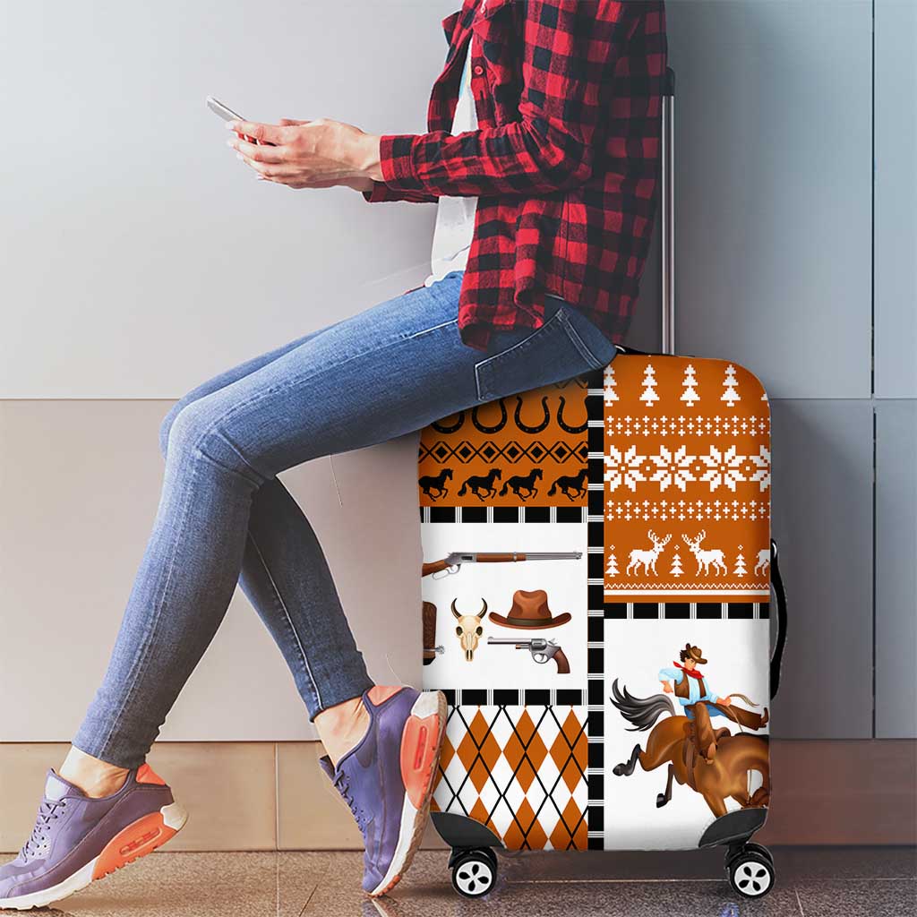 Horse Cowboy Merry Christmas Design Luggage Cover Funny Xmas Holiday Patterns - Wonder Print Shop
